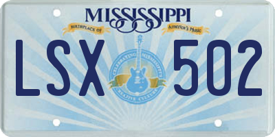 MS license plate LSX502