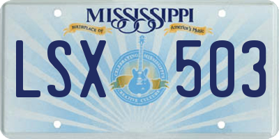 MS license plate LSX503
