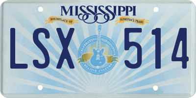 MS license plate LSX514
