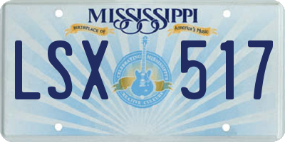 MS license plate LSX517