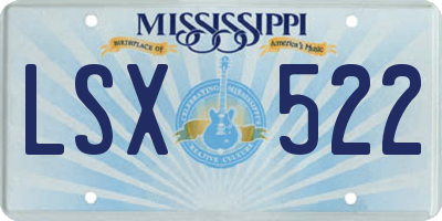 MS license plate LSX522