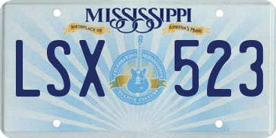 MS license plate LSX523