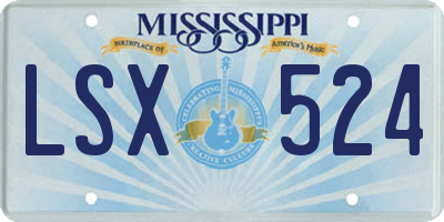 MS license plate LSX524