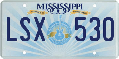 MS license plate LSX530