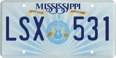MS license plate LSX531