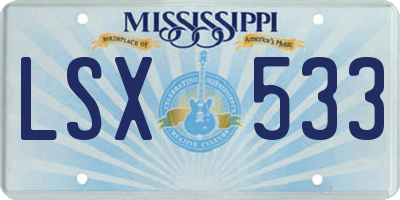 MS license plate LSX533