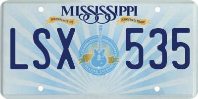 MS license plate LSX535