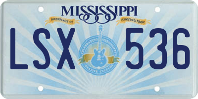 MS license plate LSX536