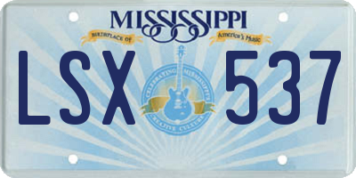 MS license plate LSX537