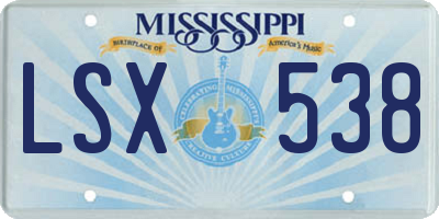 MS license plate LSX538