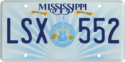 MS license plate LSX552