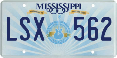 MS license plate LSX562