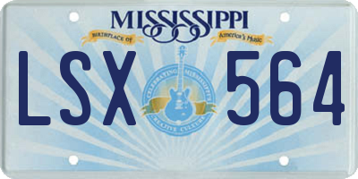 MS license plate LSX564