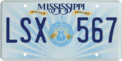 MS license plate LSX567