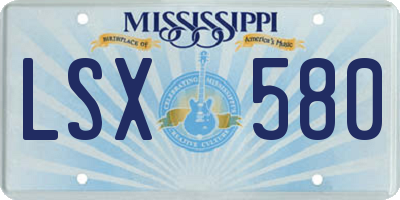 MS license plate LSX580
