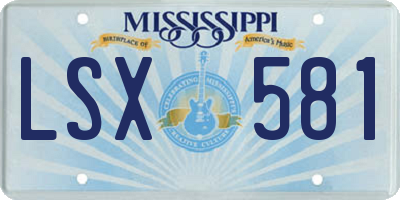 MS license plate LSX581