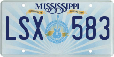 MS license plate LSX583