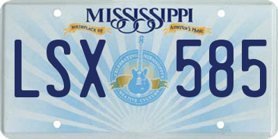 MS license plate LSX585