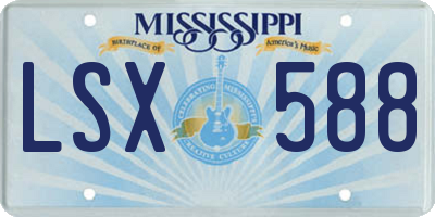 MS license plate LSX588