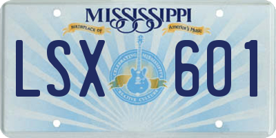 MS license plate LSX601