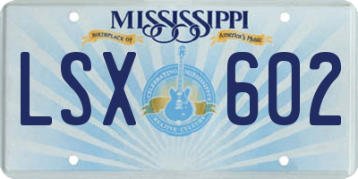 MS license plate LSX602