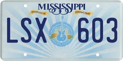 MS license plate LSX603