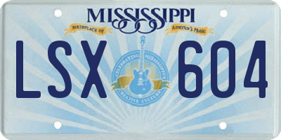 MS license plate LSX604