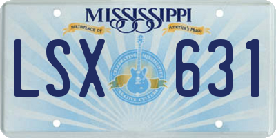 MS license plate LSX631