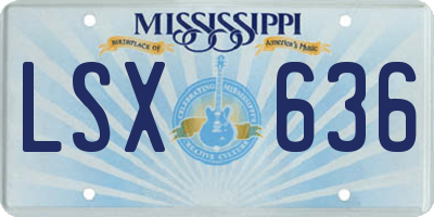 MS license plate LSX636