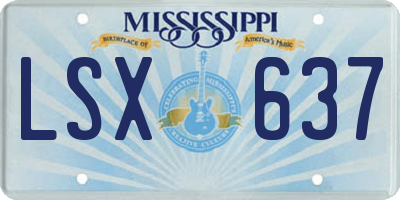 MS license plate LSX637