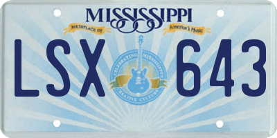MS license plate LSX643