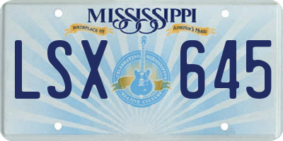 MS license plate LSX645