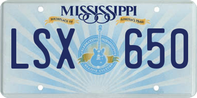 MS license plate LSX650