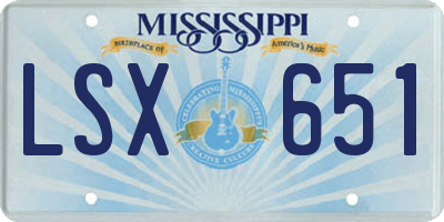 MS license plate LSX651