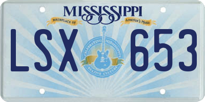 MS license plate LSX653