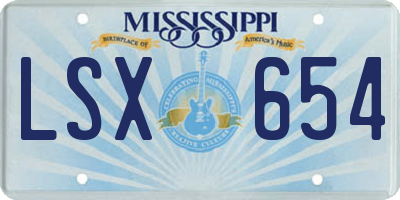 MS license plate LSX654