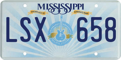 MS license plate LSX658