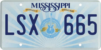 MS license plate LSX665
