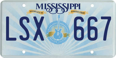 MS license plate LSX667