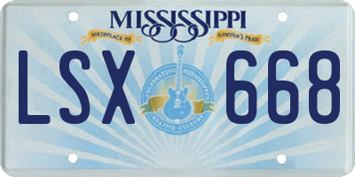 MS license plate LSX668