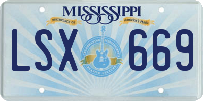 MS license plate LSX669