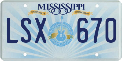 MS license plate LSX670