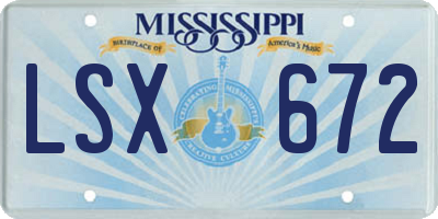 MS license plate LSX672