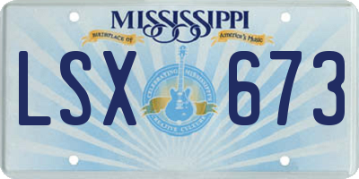 MS license plate LSX673