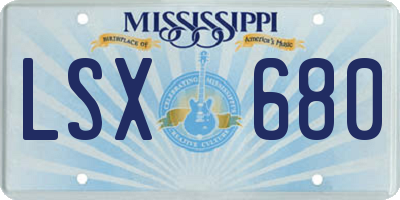 MS license plate LSX680