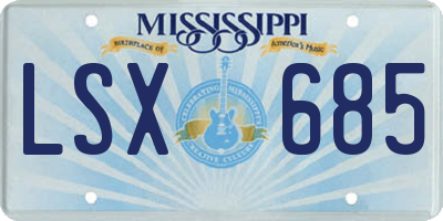 MS license plate LSX685