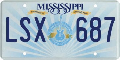 MS license plate LSX687