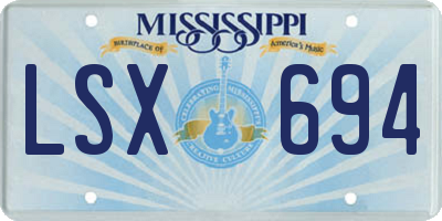 MS license plate LSX694