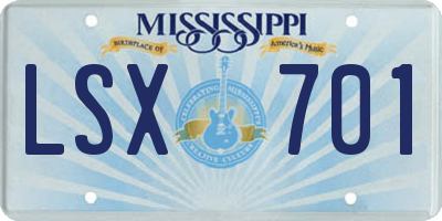 MS license plate LSX701