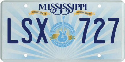 MS license plate LSX727